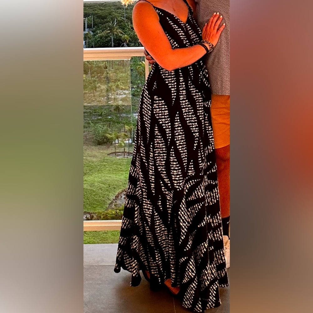 Tyche Black and White Patterned Maxi Dress